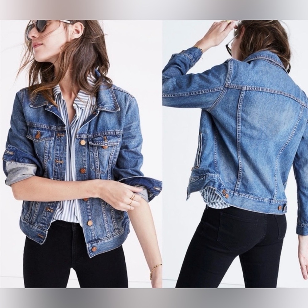 Madewell Denim Classic style jacket. Washed look with copper buttons. Small. - Picture 14 of 15